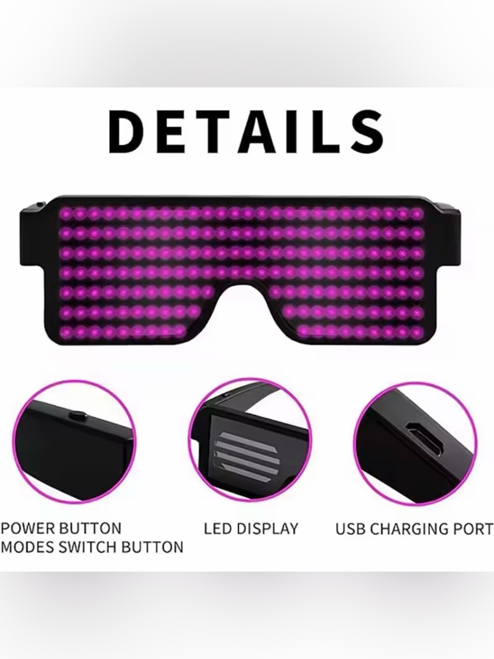 LED glasses programmable - Picture 2 of 6